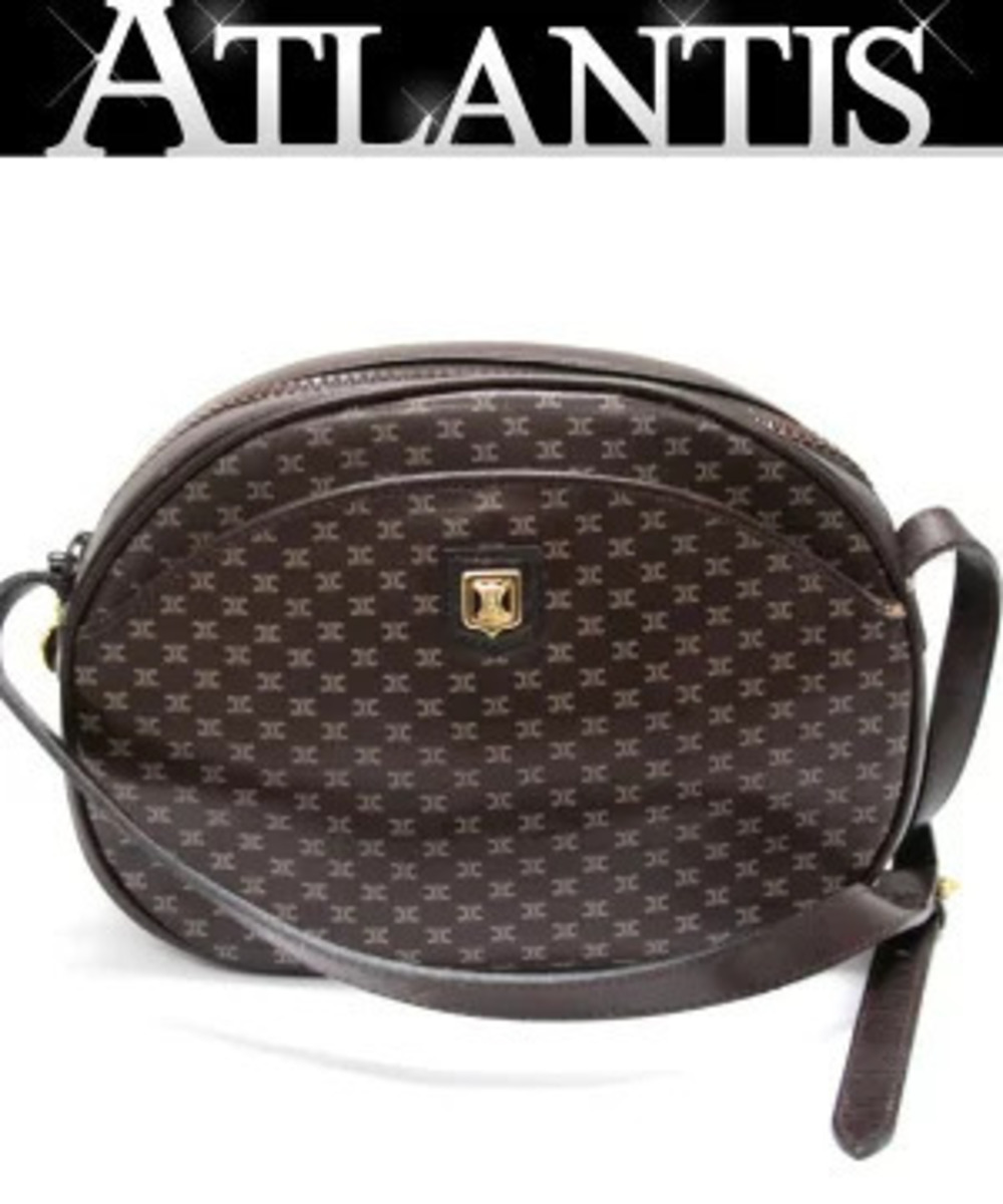 Celine Macadam Shoulder Bag Leather Brown